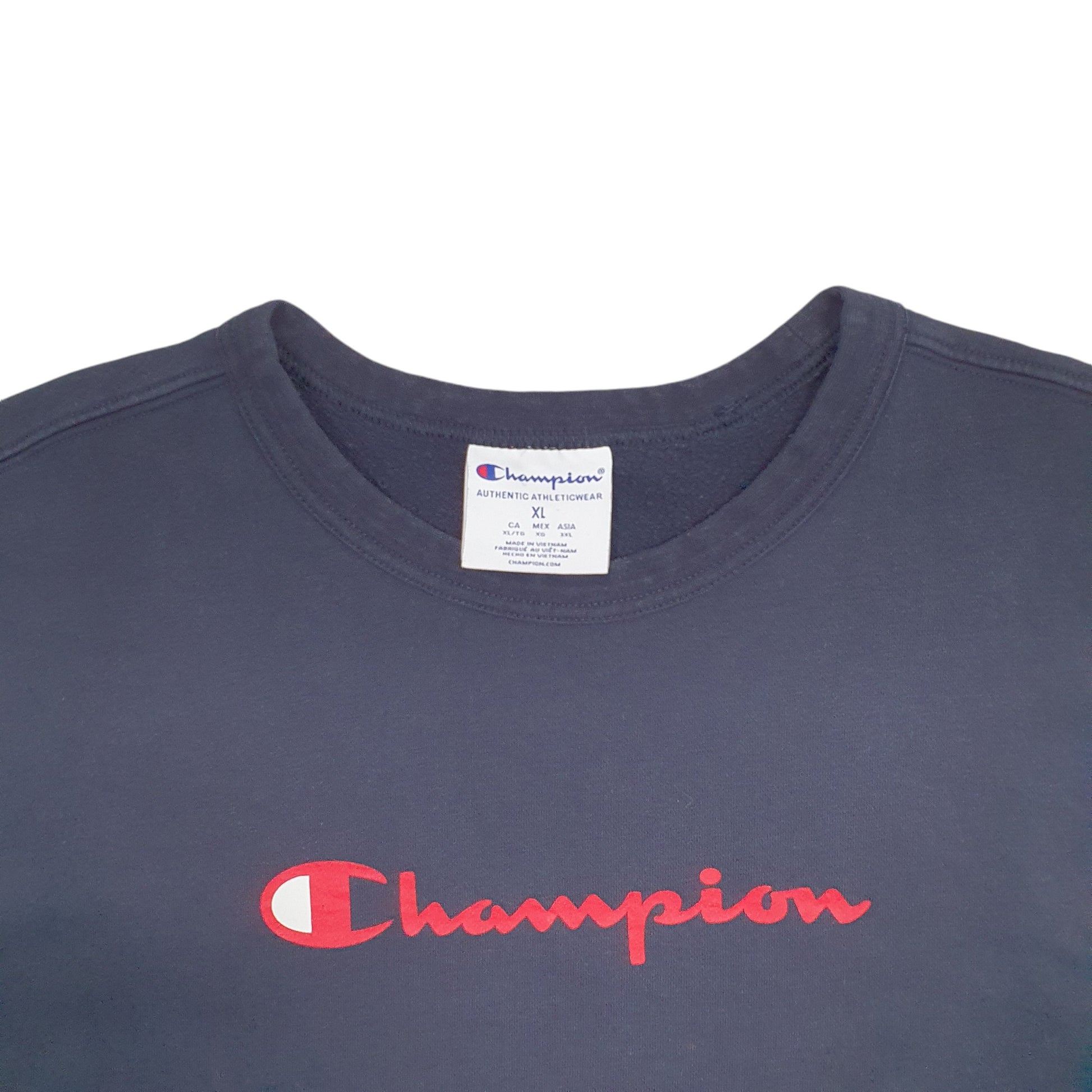 Mens Blue Champion Spellout Crewneck Jumper