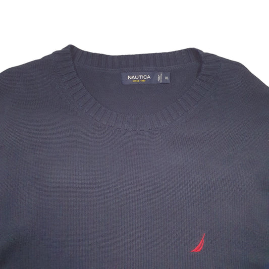 Mens Navy Nautica Knit Crewneck Jumper