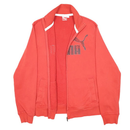 Mens Red Puma Spellout Full Zip Jumper