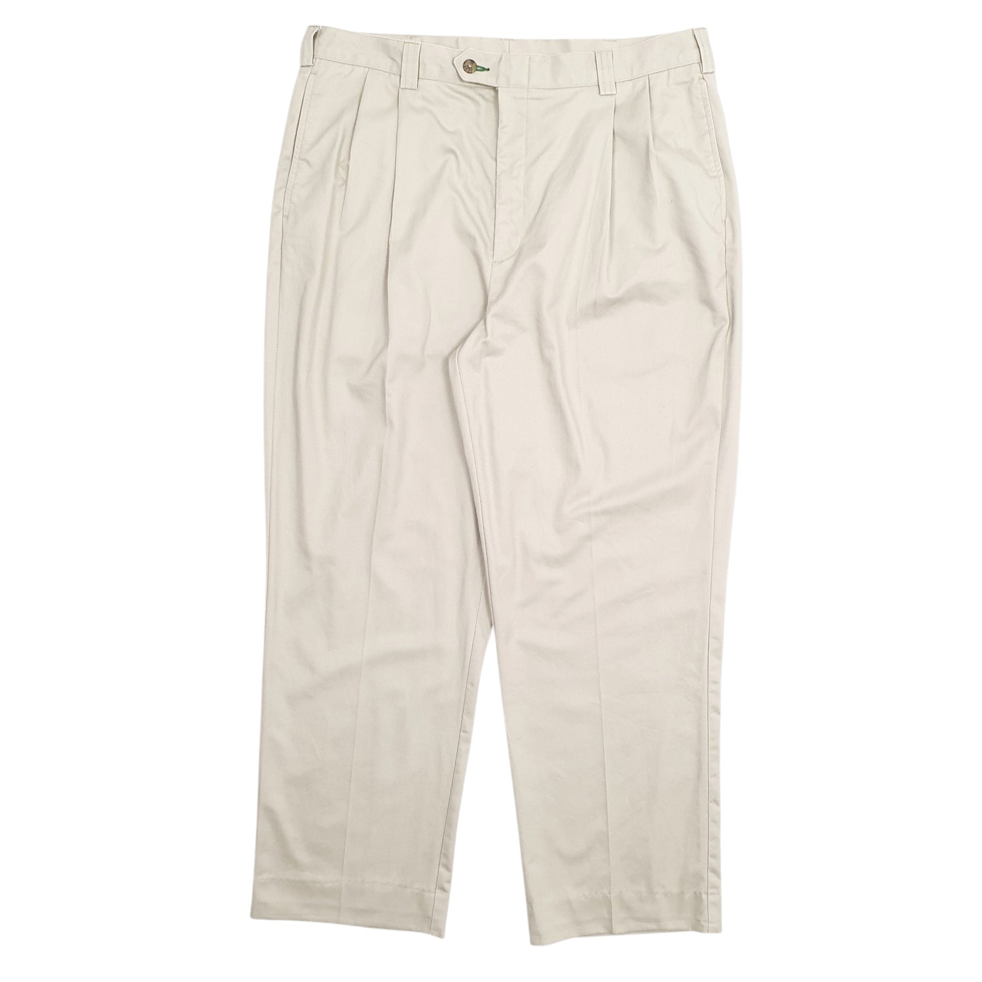 Mens Cream Tommy Hilfiger Double Pleated Chino Trousers