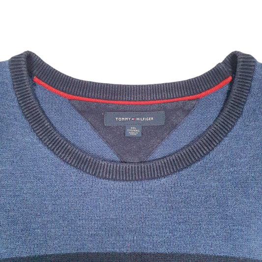 Mens Blue Tommy Hilfiger OG Box Logo Knit Crewneck Jumper