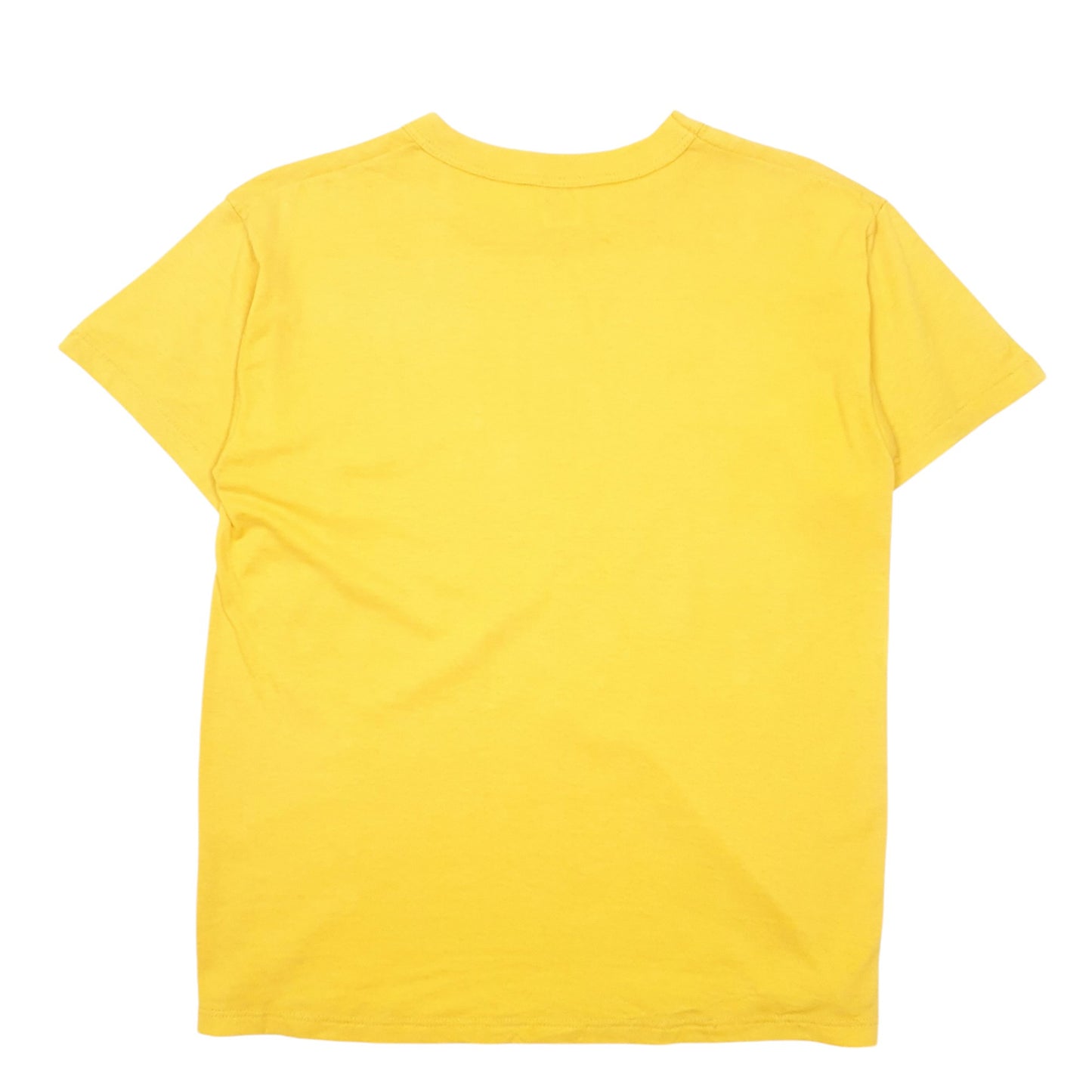 Mens Yellow Russell Athletic Single Stitch Vintage 90s Made In USA Westerville Track Short Sleeve T Shirt