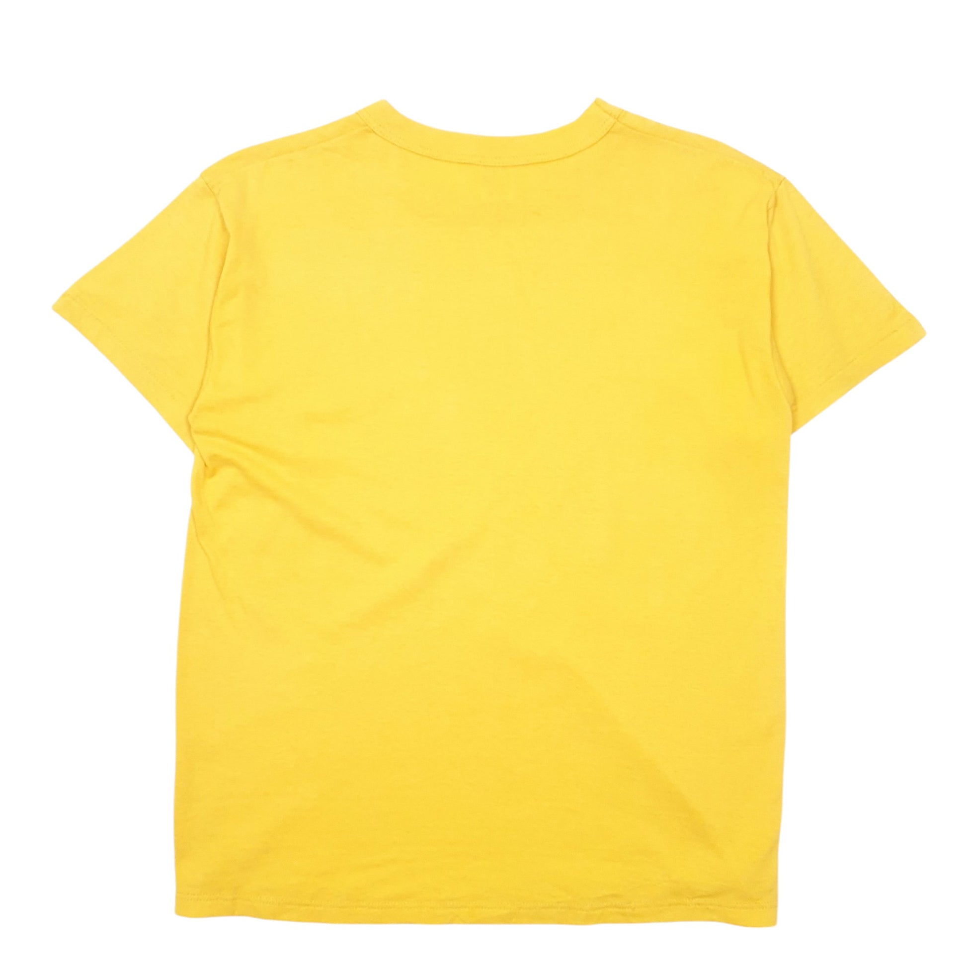 Mens Yellow Russell Athletic Single Stitch Vintage 90s Made In USA Westerville Track Short Sleeve T Shirt