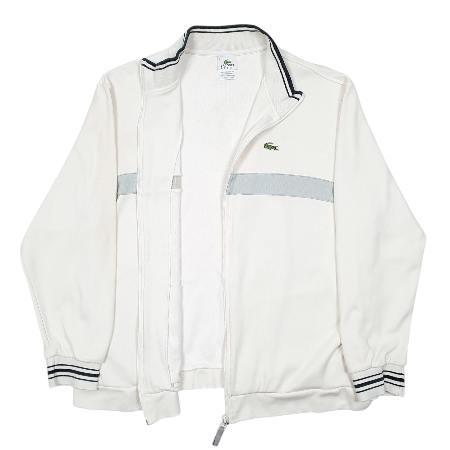 Mens Cream Lacoste Sport Full Zip Jumper