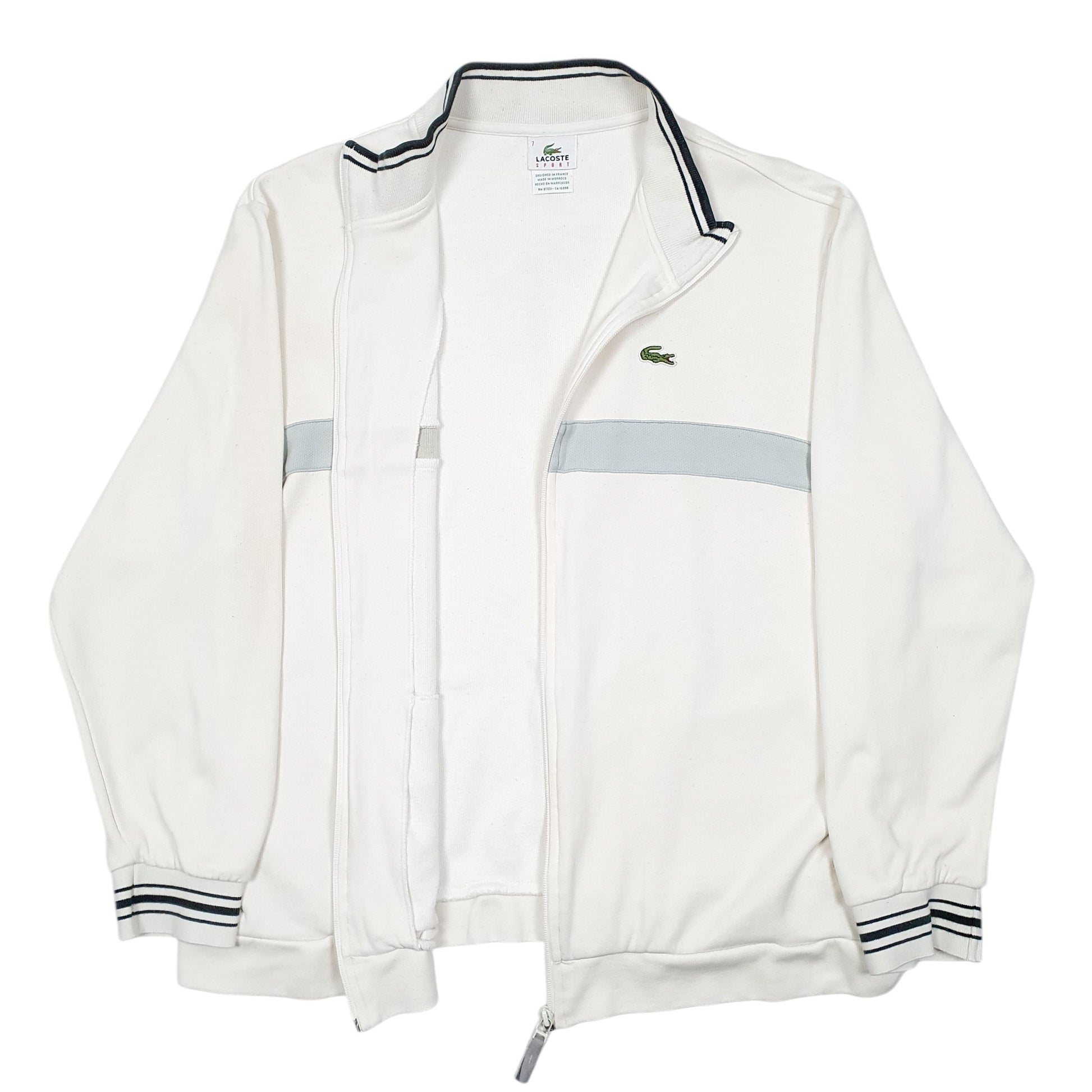 Mens Cream Lacoste Sport Full Zip Jumper