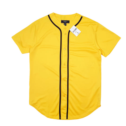 Mens Yellow Forever 21 Baseball Jersey Short Sleeve T Shirt