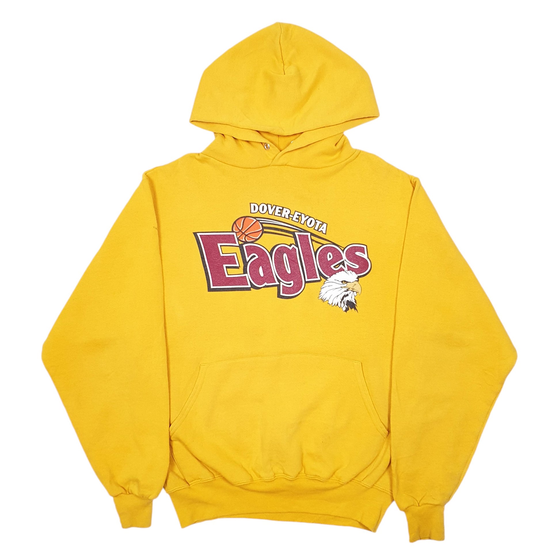 Mens Yellow Jerzees Super Sweats Eagles Basketball USA Hoodie Jumper