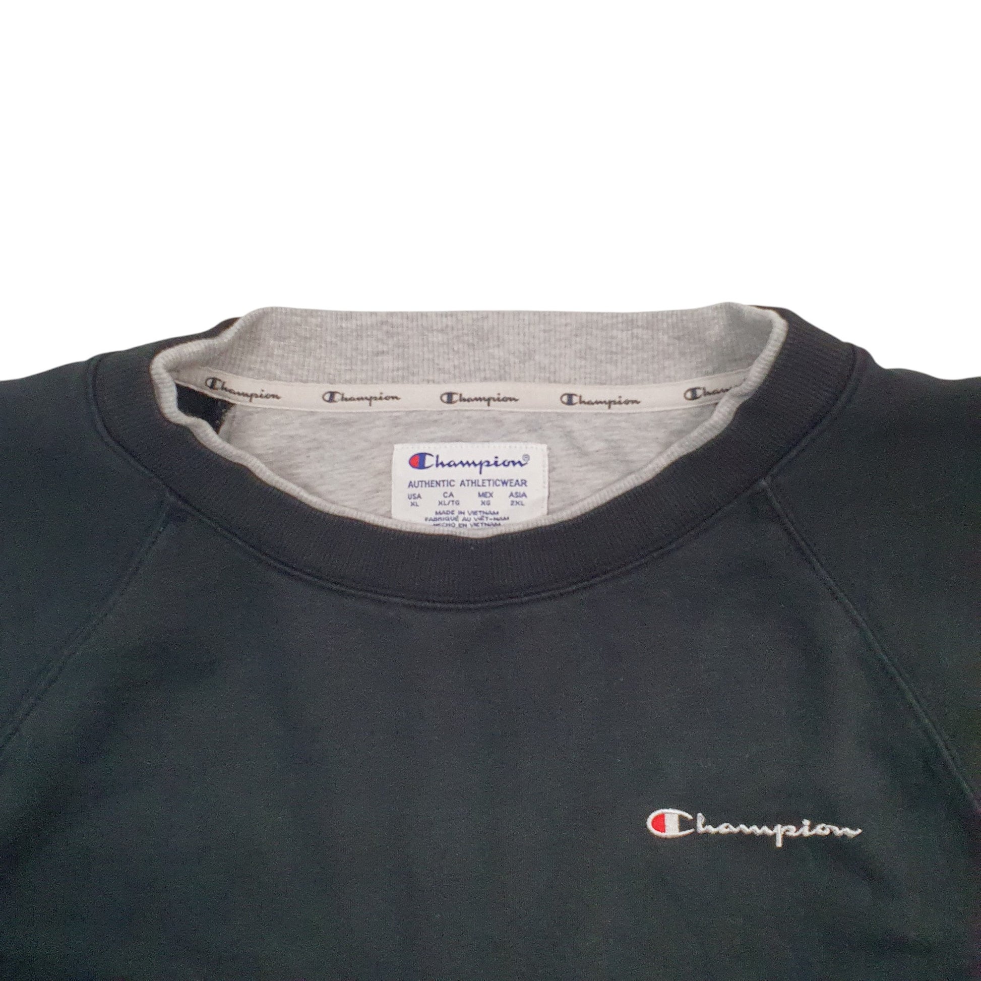 Womens Black Champion Crop Top Crewneck Jumper