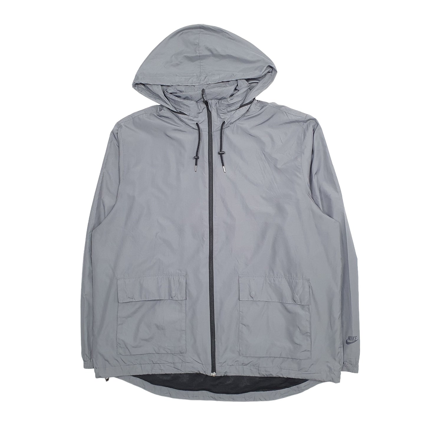 Mens Grey Nike Windbreaker Hoodie Coat