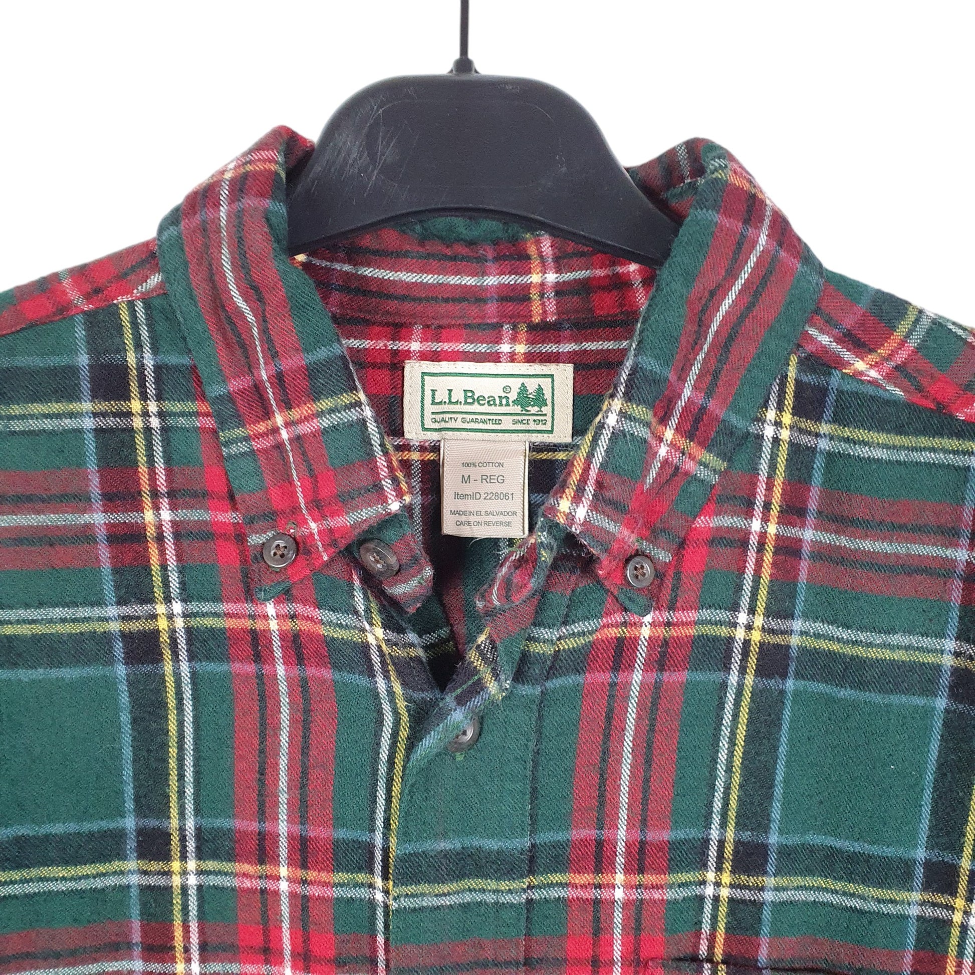 Mens Green L.L.Bean Tartan Flannel Overshirt Long Sleeve Shirt