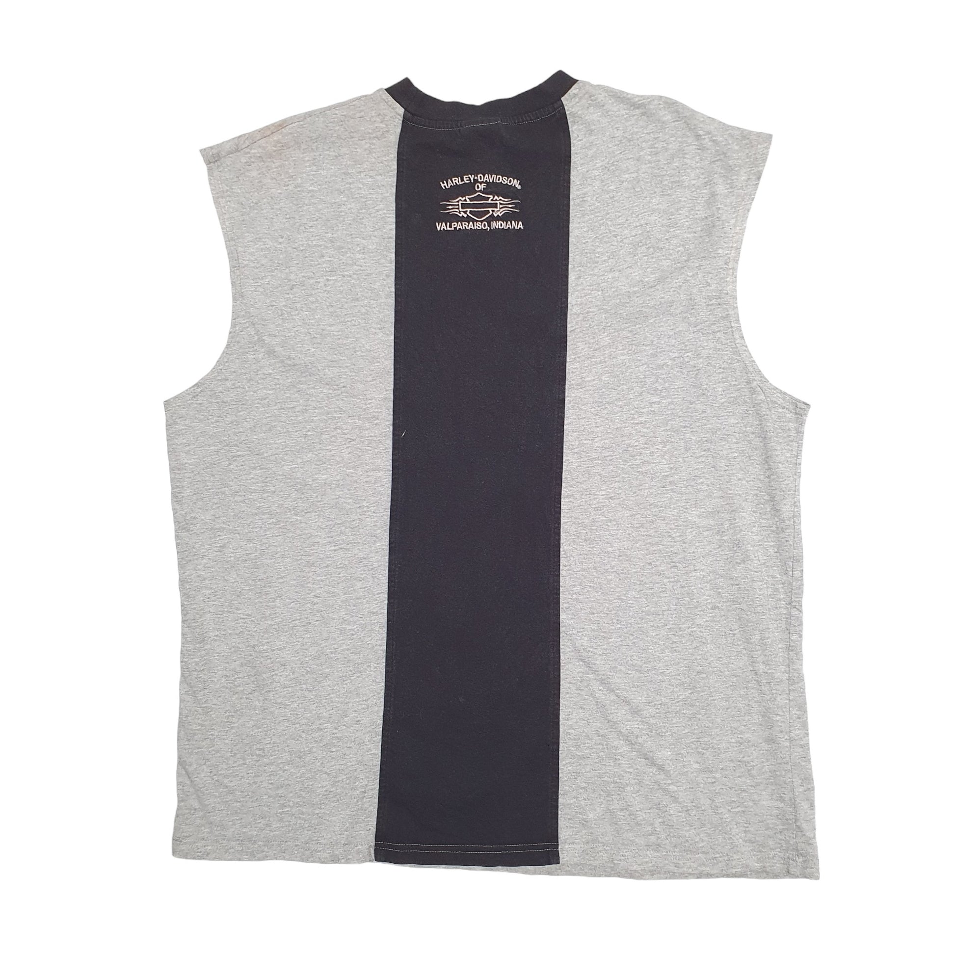 Mens Grey Harley Davidson Sleeveless Vest Indiana Short Sleeve T Shirt