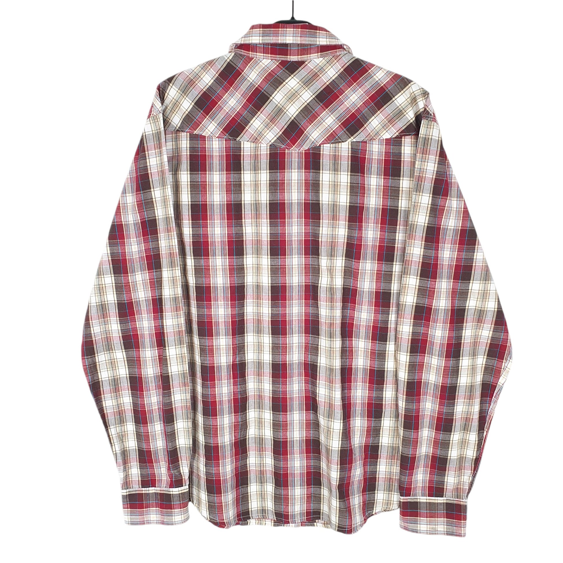 Mens Burgundy Levis Western Modern Cowboy Snap Button Long Sleeve Shirt