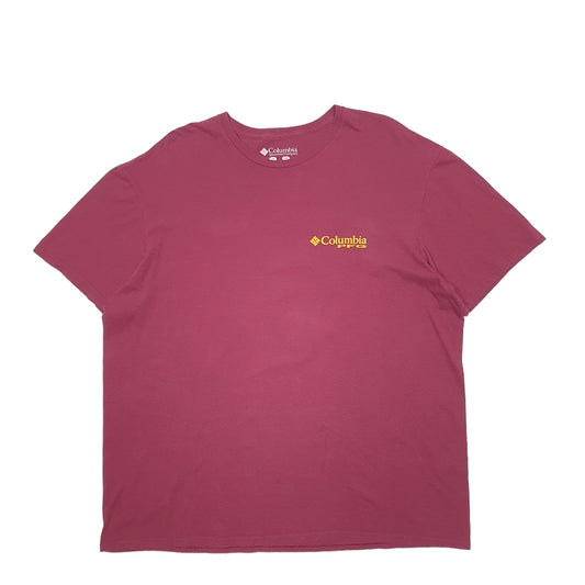 Mens Burgundy Columbia Sportswear PFG Dog Fishing Short Sleeve T Shirt