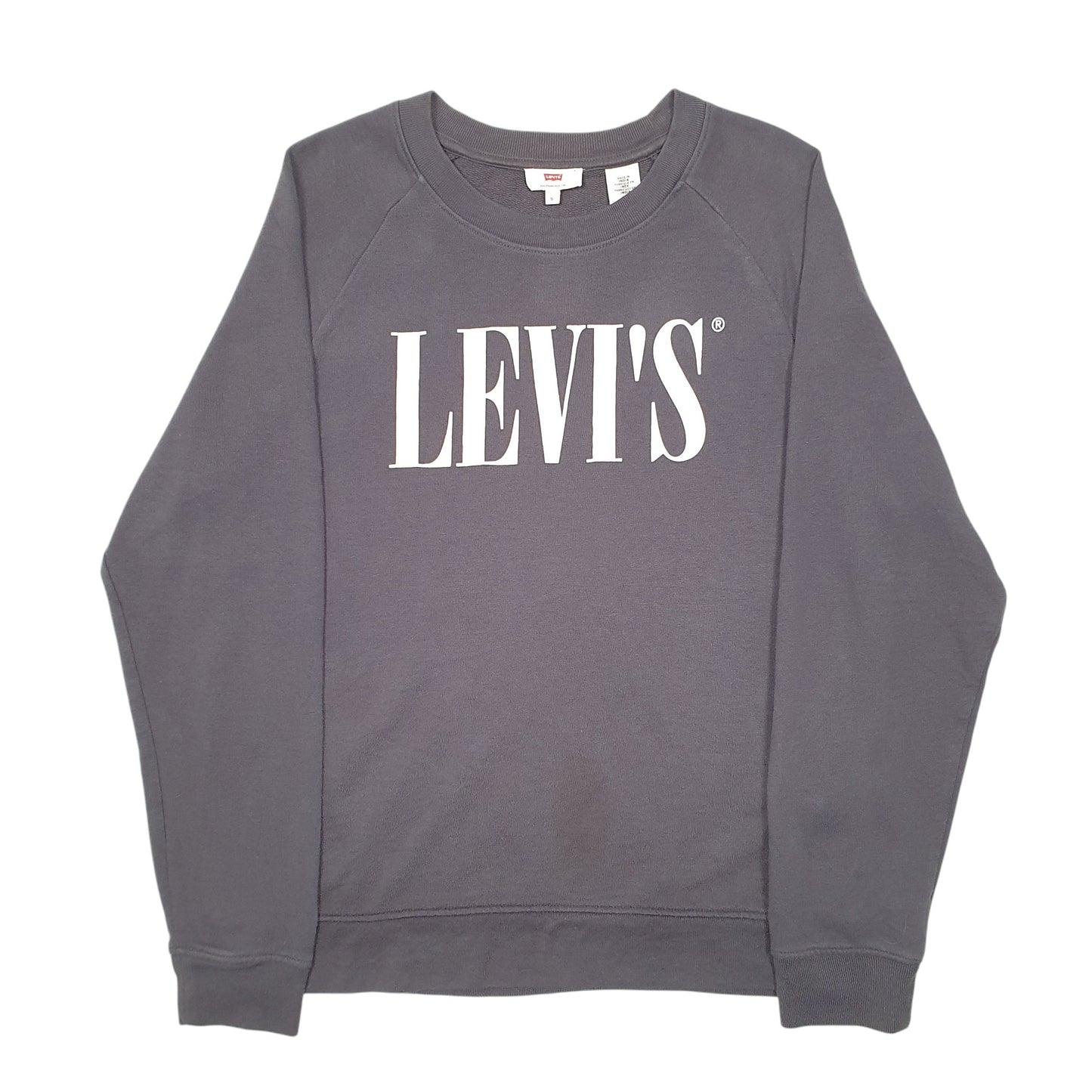 Mens Grey Levis Spellout Hoodie Jumper