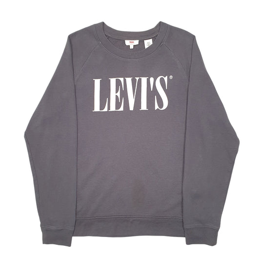 Mens Grey Levis Spellout Hoodie Jumper