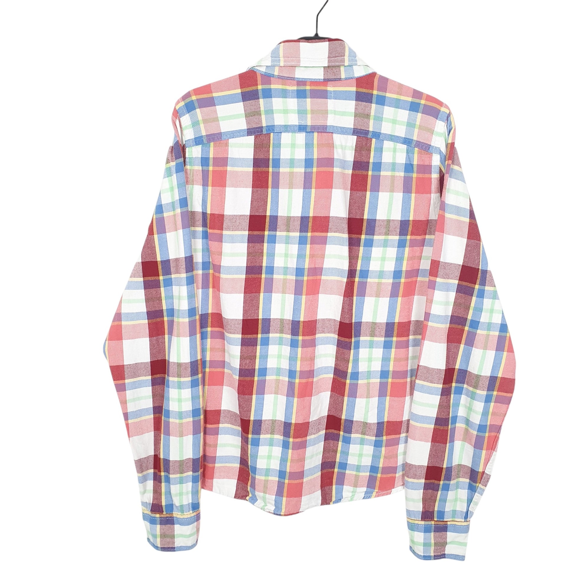 Mens White Abercrombie & Fitch Muscle Flannel New York Long Sleeve Shirt