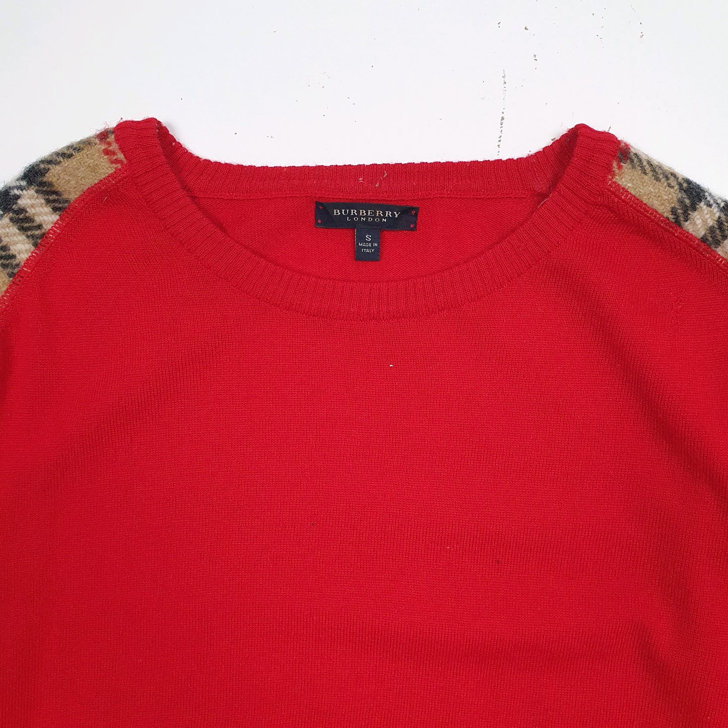Mens Red Burberry  Crewneck Jumper