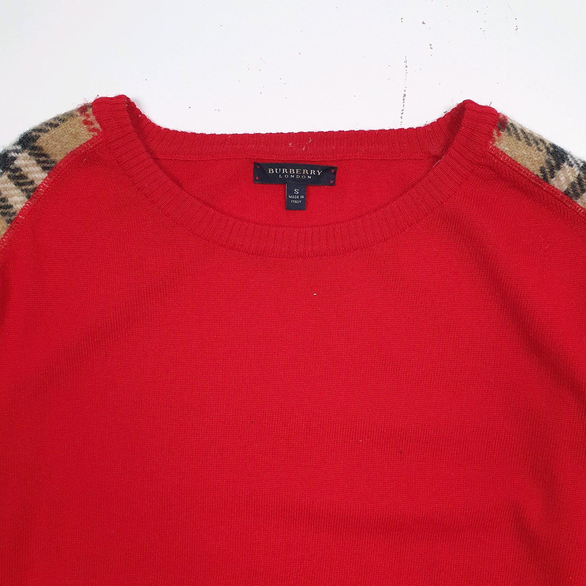 Mens Red Burberry  Crewneck Jumper