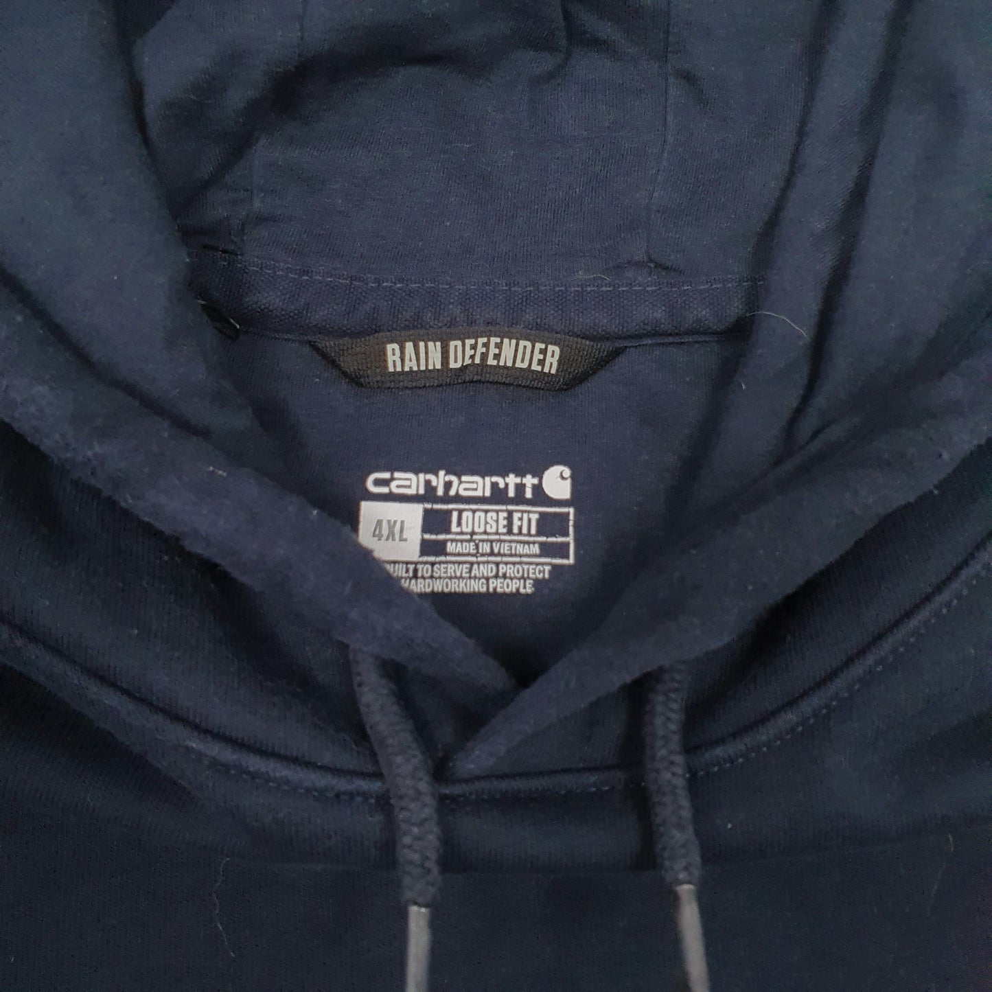 Mens Navy Carhartt Loose Fit Rain Defender Hoodie Jumper