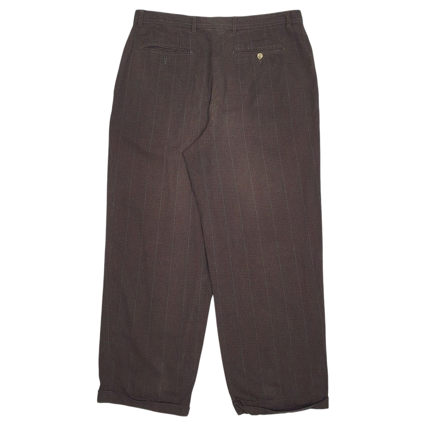 Mens Brown Tommy Hilfiger Vintage 90s Pleated Houndstooth  Trousers