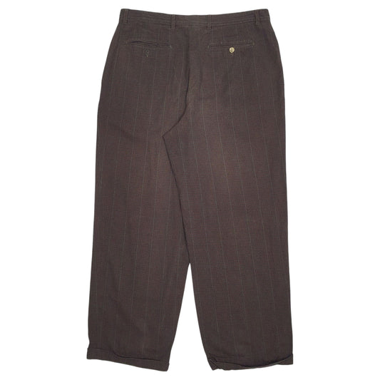 Mens Brown Tommy Hilfiger Vintage 90s Pleated Houndstooth  Trousers