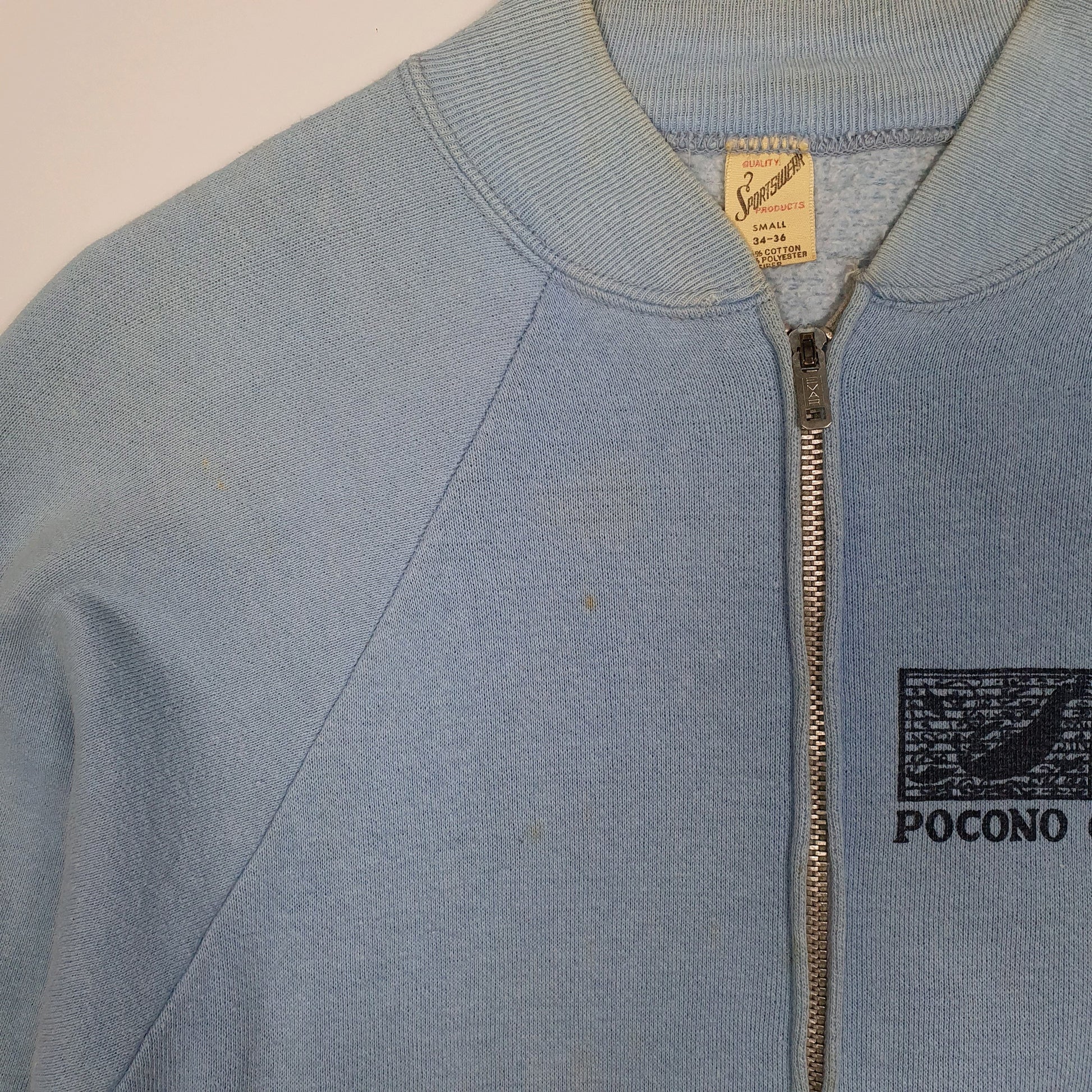 Mens Blue Sportswear Vintage 1960s Pocono Gardens Full Zip Jumper