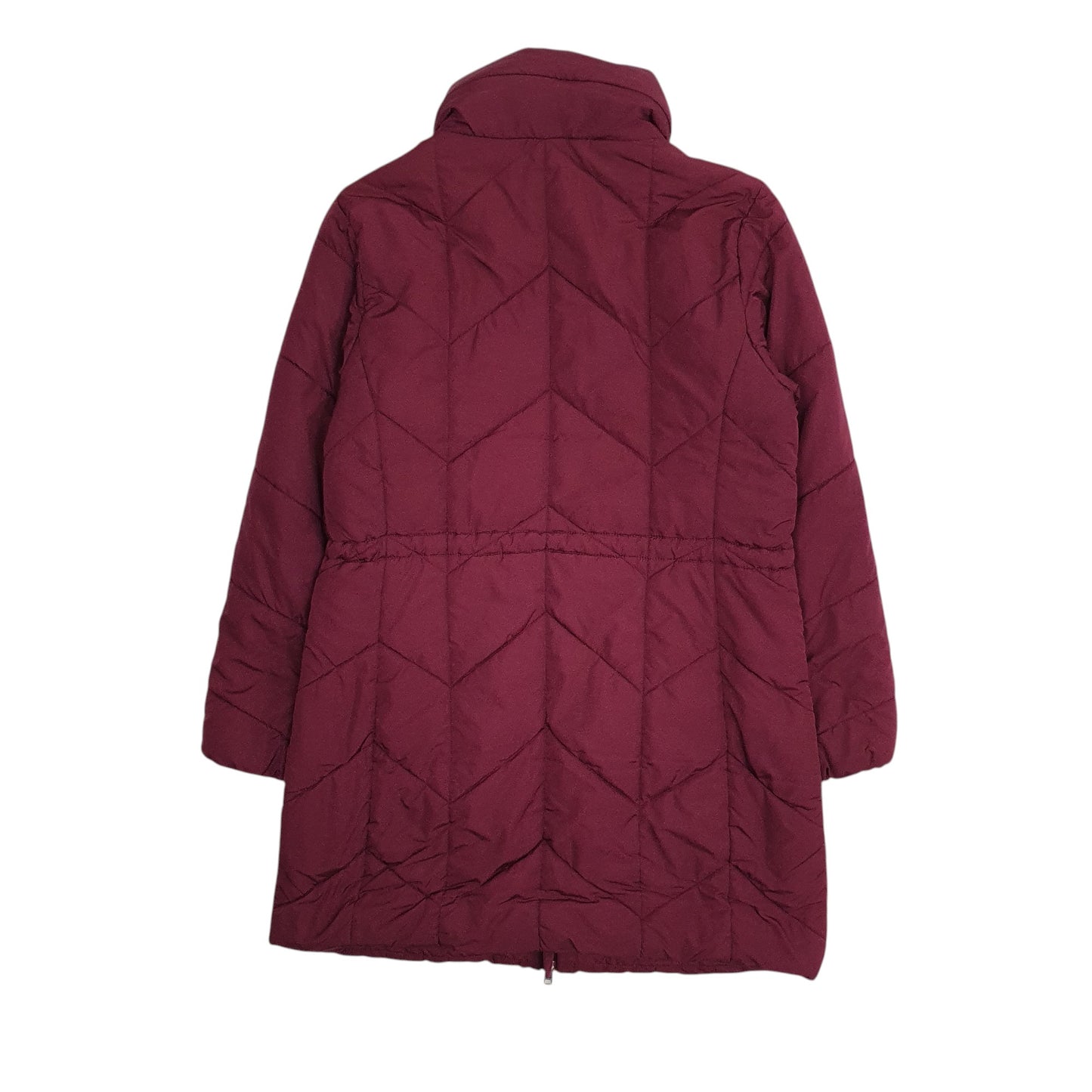 Womens Burgundy M&S Padded Puffer Crewneck Coat