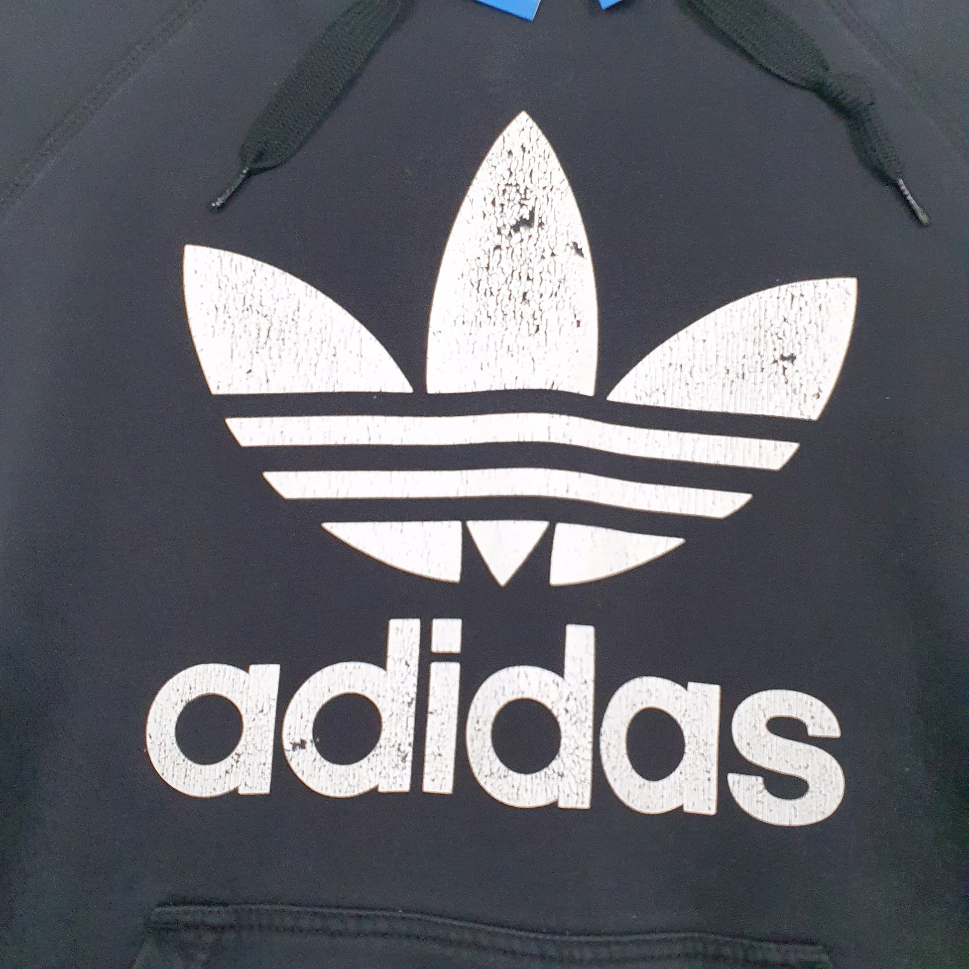 Mens Black Adidas Spellout Hoodie Jumper