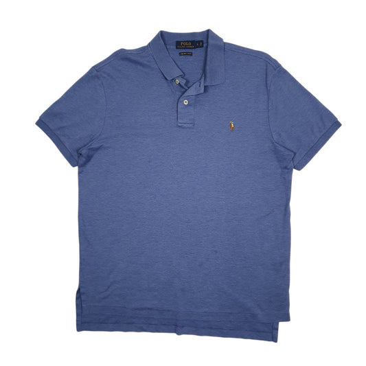 Mens Blue Polo Ralph Lauren Pima Soft Touch Short Sleeve Polo Shirt