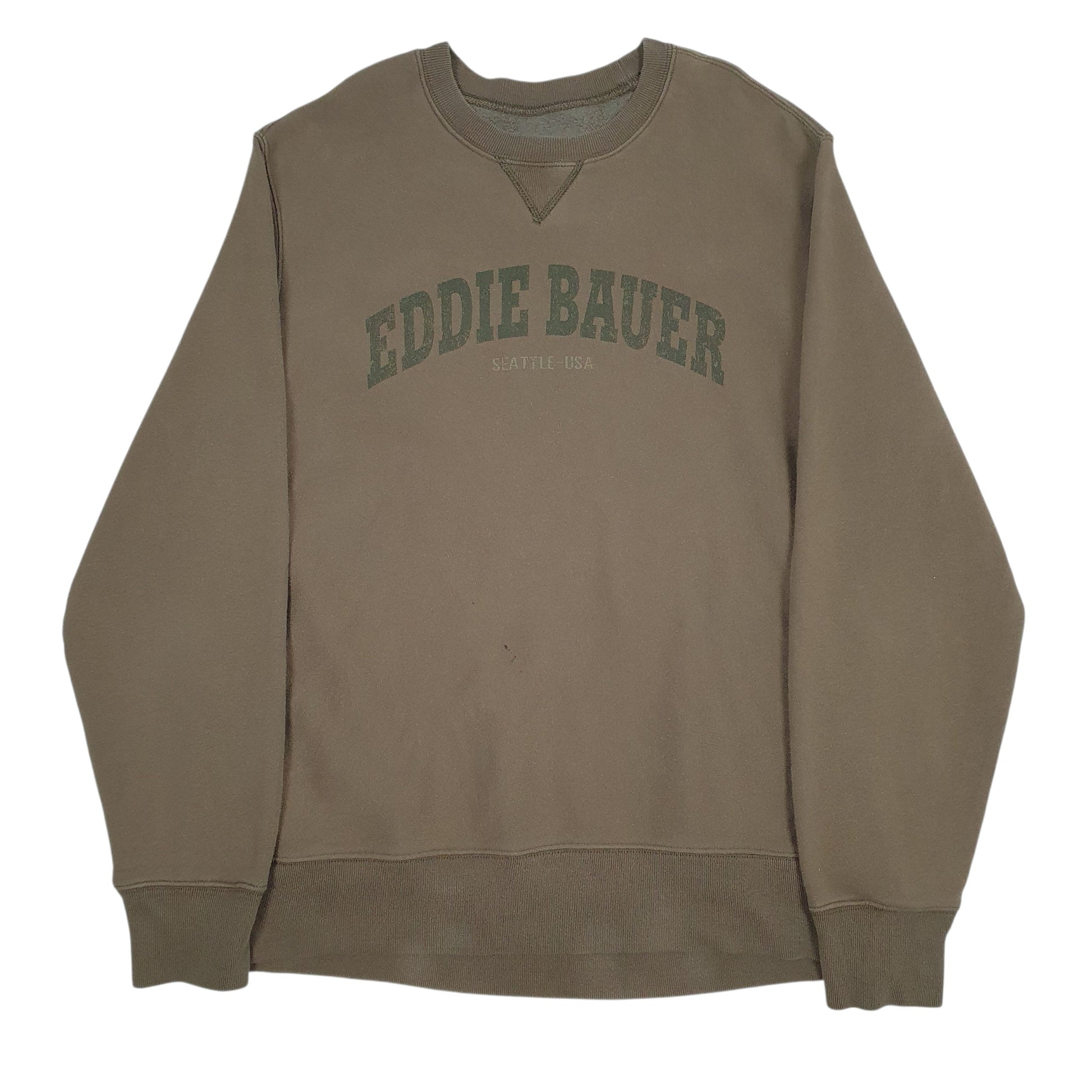 Mens Green Eddie Bauer Spellout Crewneck Jumper