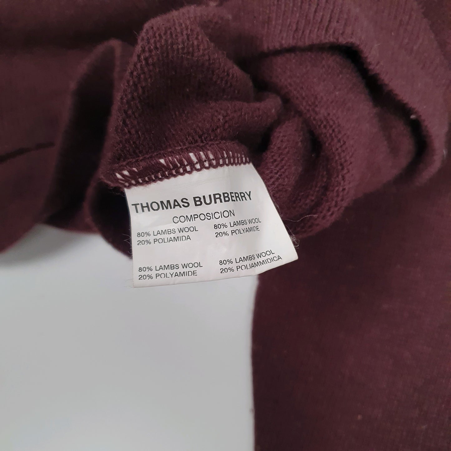 Mens Burgundy Burberry  Crewneck Jumper