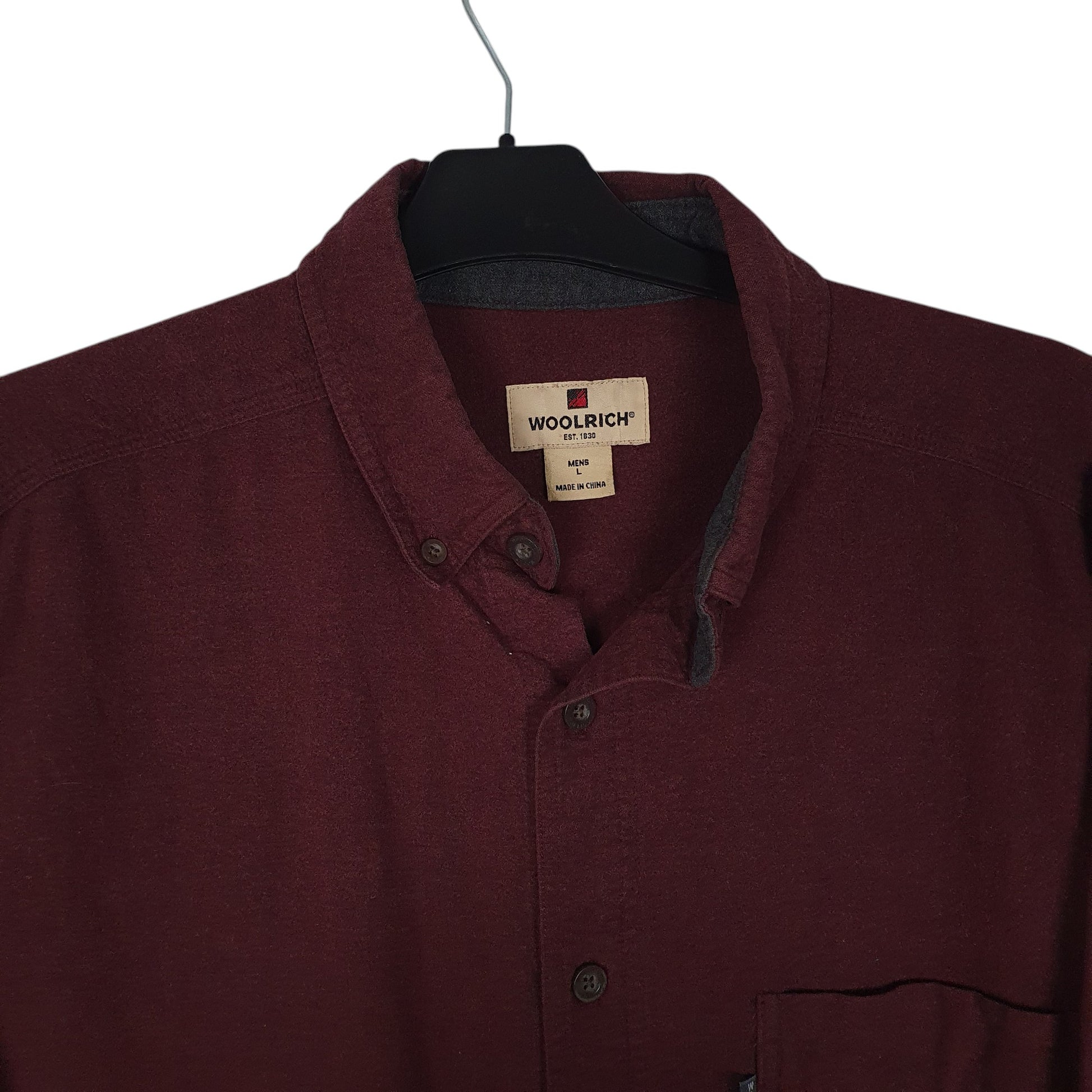 Mens Burgundy Woolrich Thick Chamois  Shirt