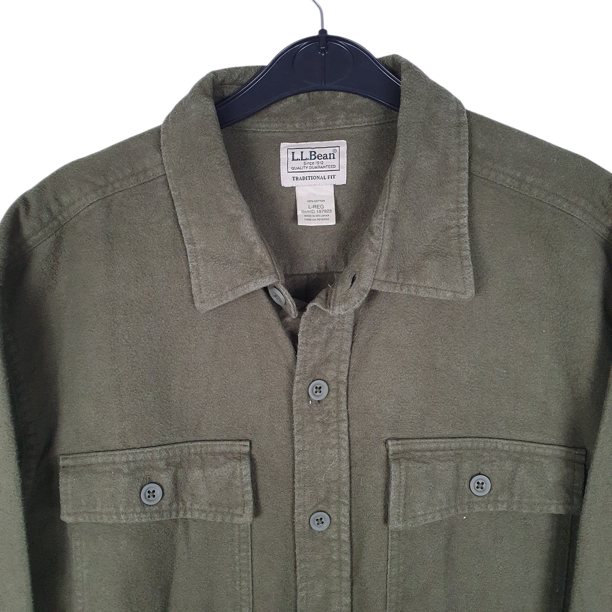 Mens Green L.L.Bean Chamois  Shirt