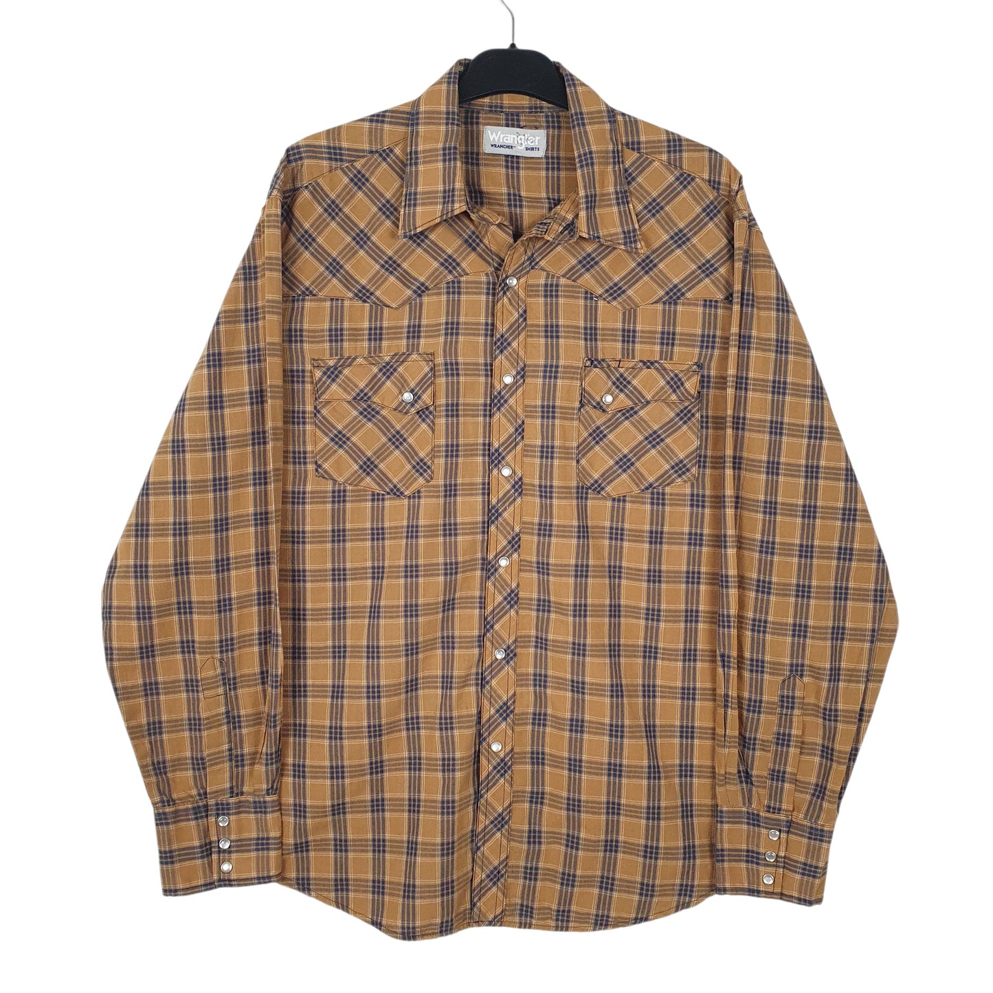 Mens Brown Wrangler Pearl Snap Long Sleeve Shirt