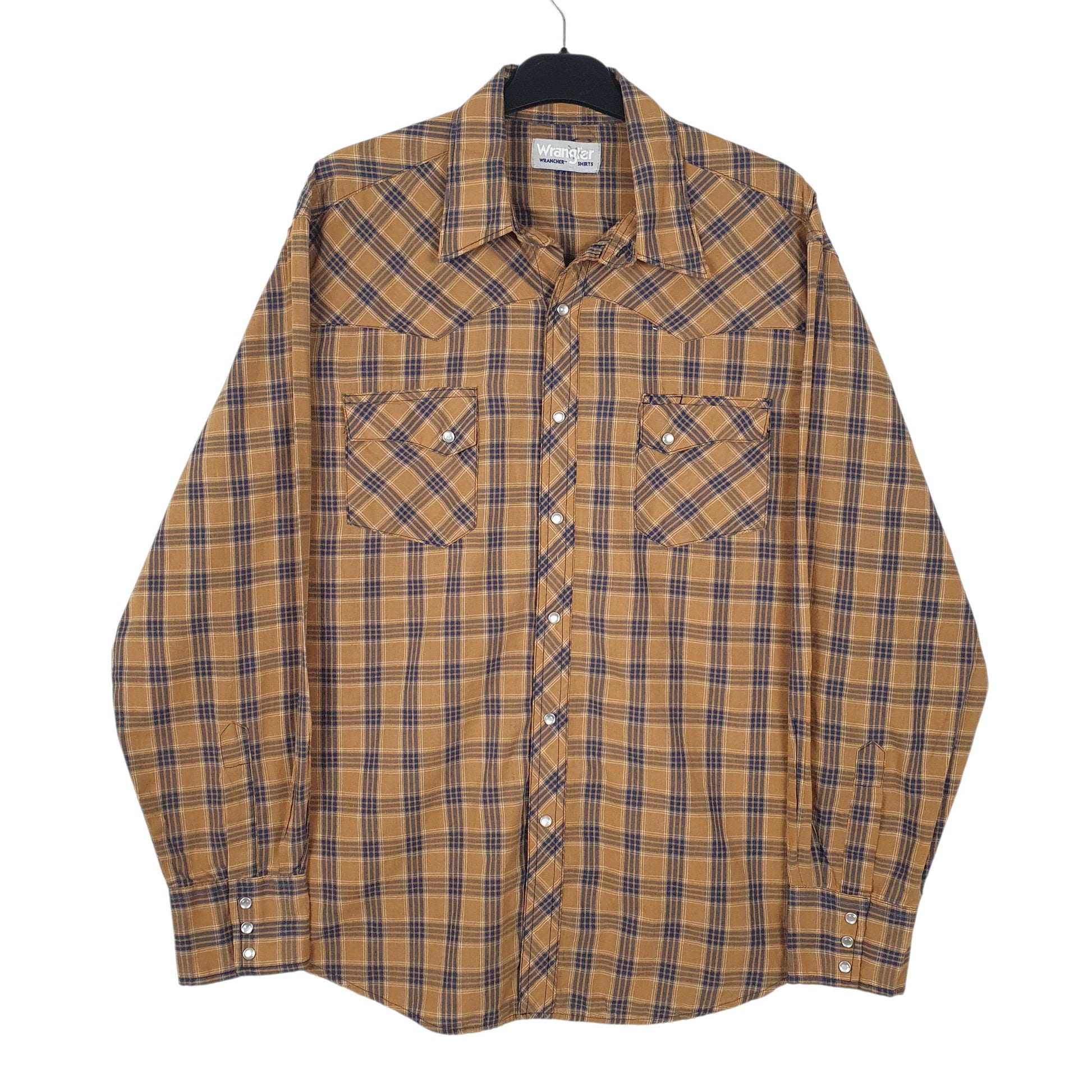 Mens Brown Wrangler Pearl Snap Long Sleeve Shirt