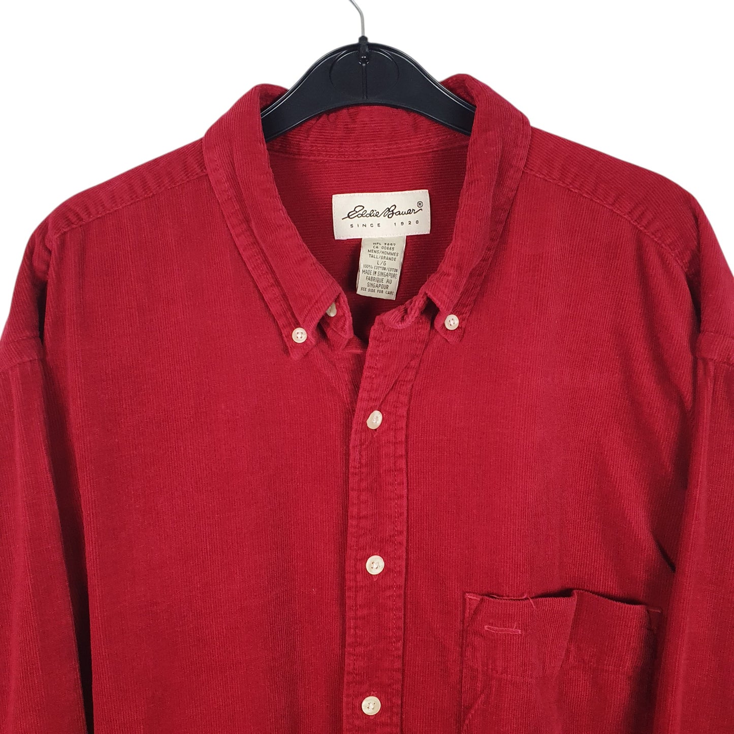 Mens Red Eddie Bauer Vintage 90s Corduroy  Shirt