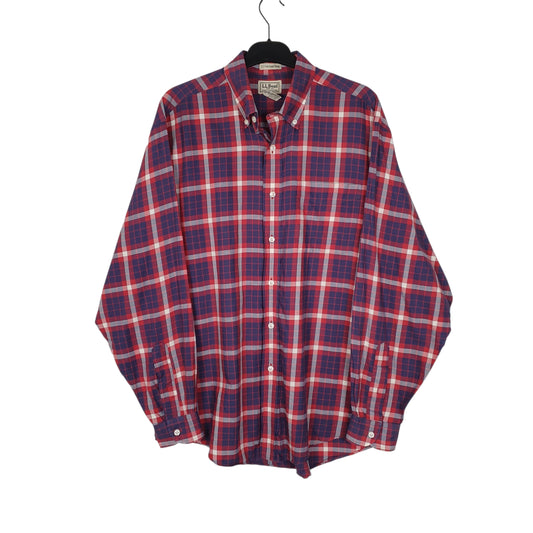 Mens Red L.L.Bean US Coast Guard Tartan Long Sleeve Shirt