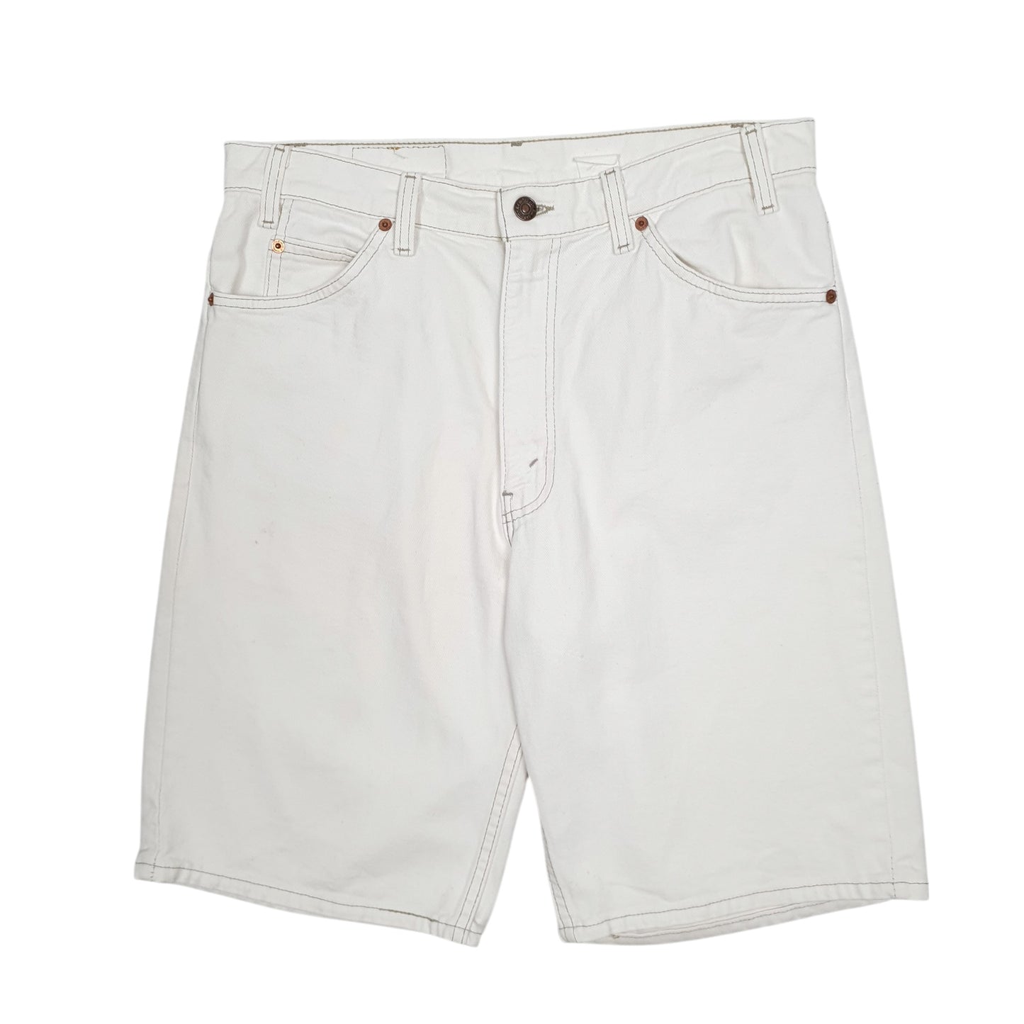 Mens White Levis Vintage 90s Orange Tab made In USA Denim Shorts