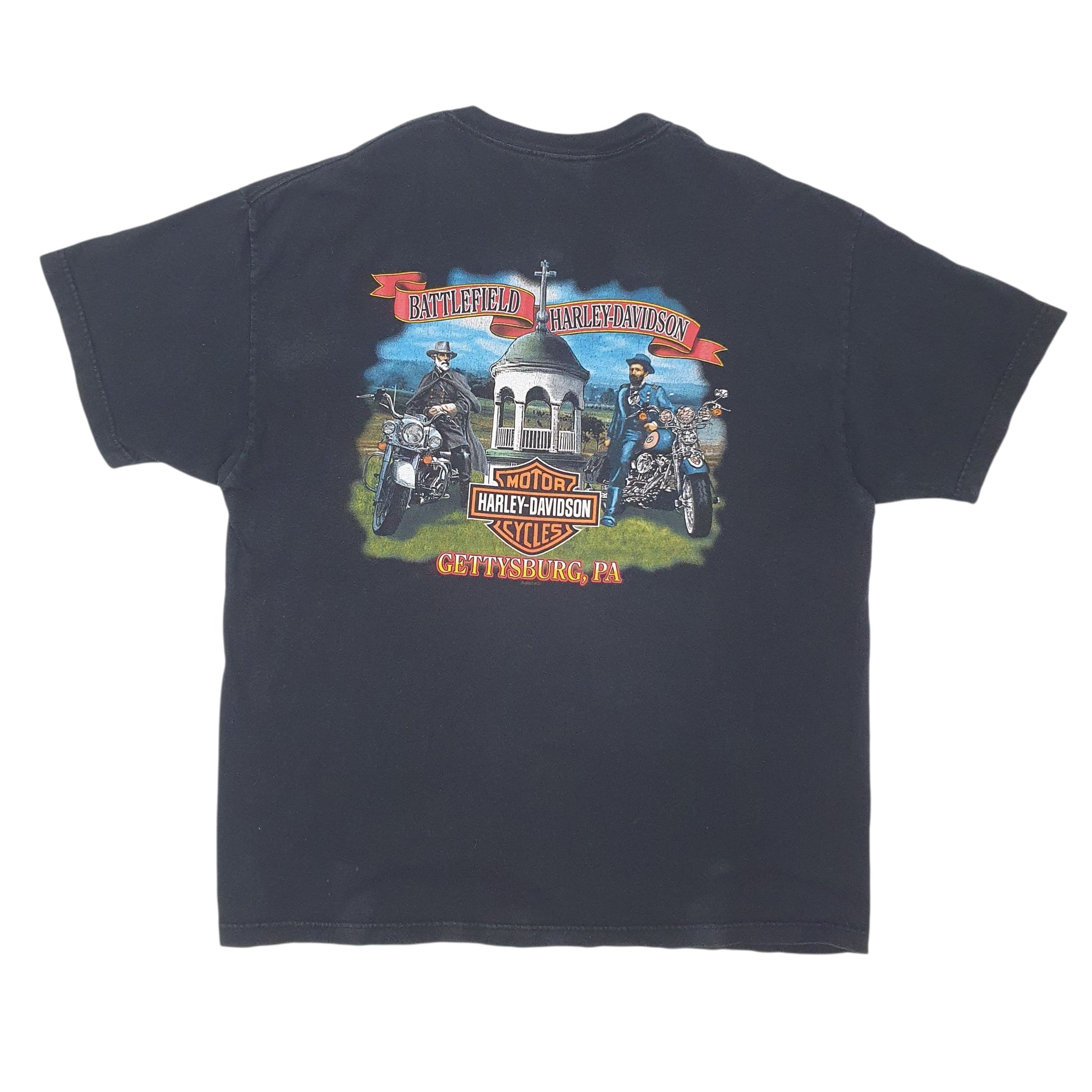 Mens Black Harley Davidson Vintage 90s Made In USA Spellout  T Shirt