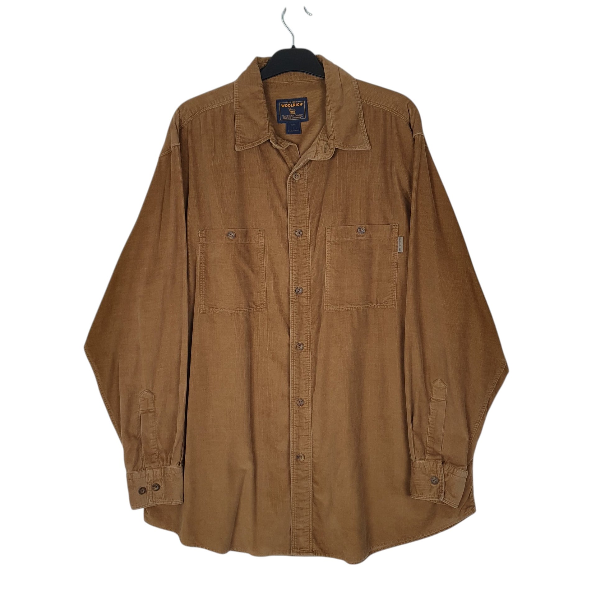 Mens Brown Woolrich Corduroy Long Sleeve Shirt