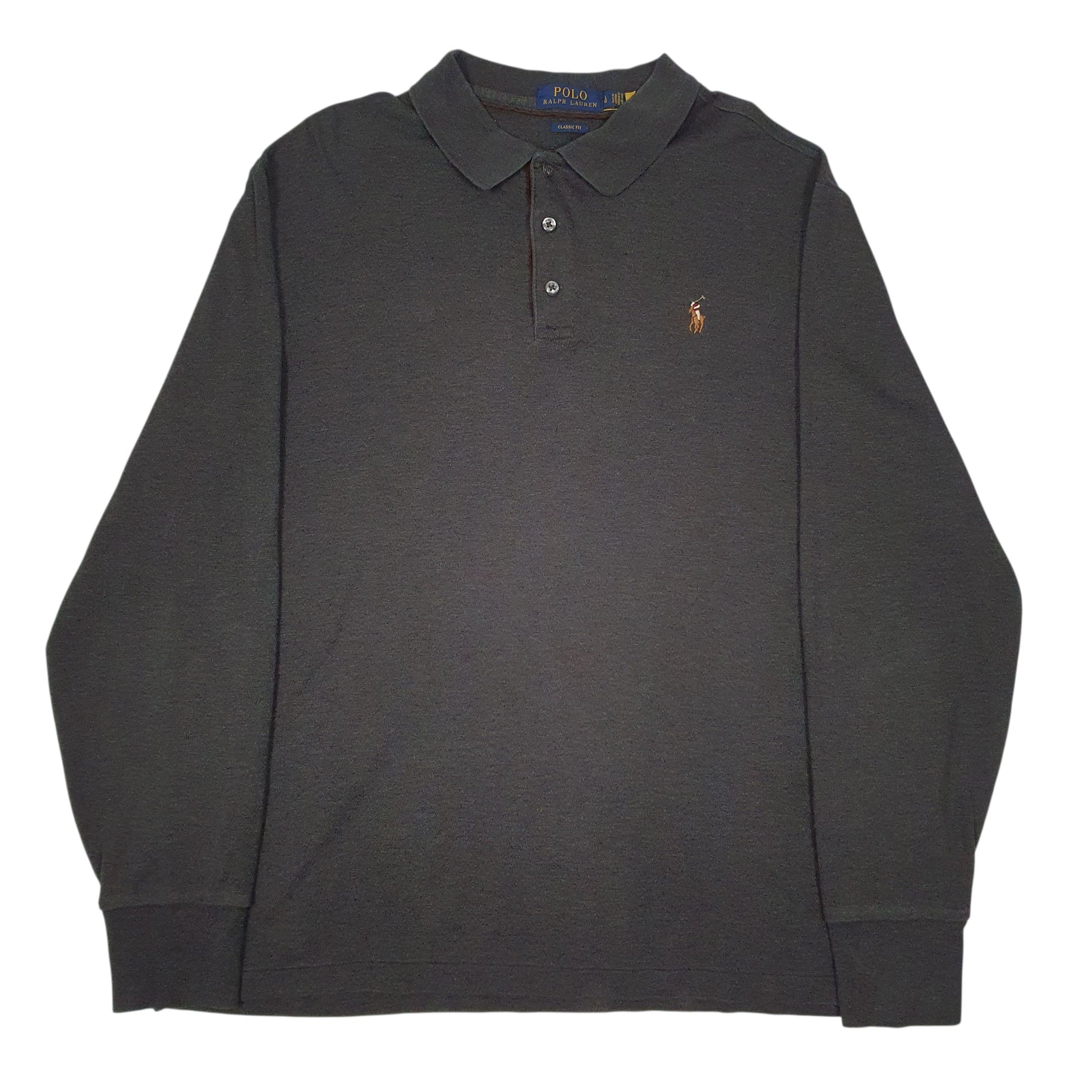 Mens Grey Polo Ralph Lauren  Long Sleeve Polo Shirt