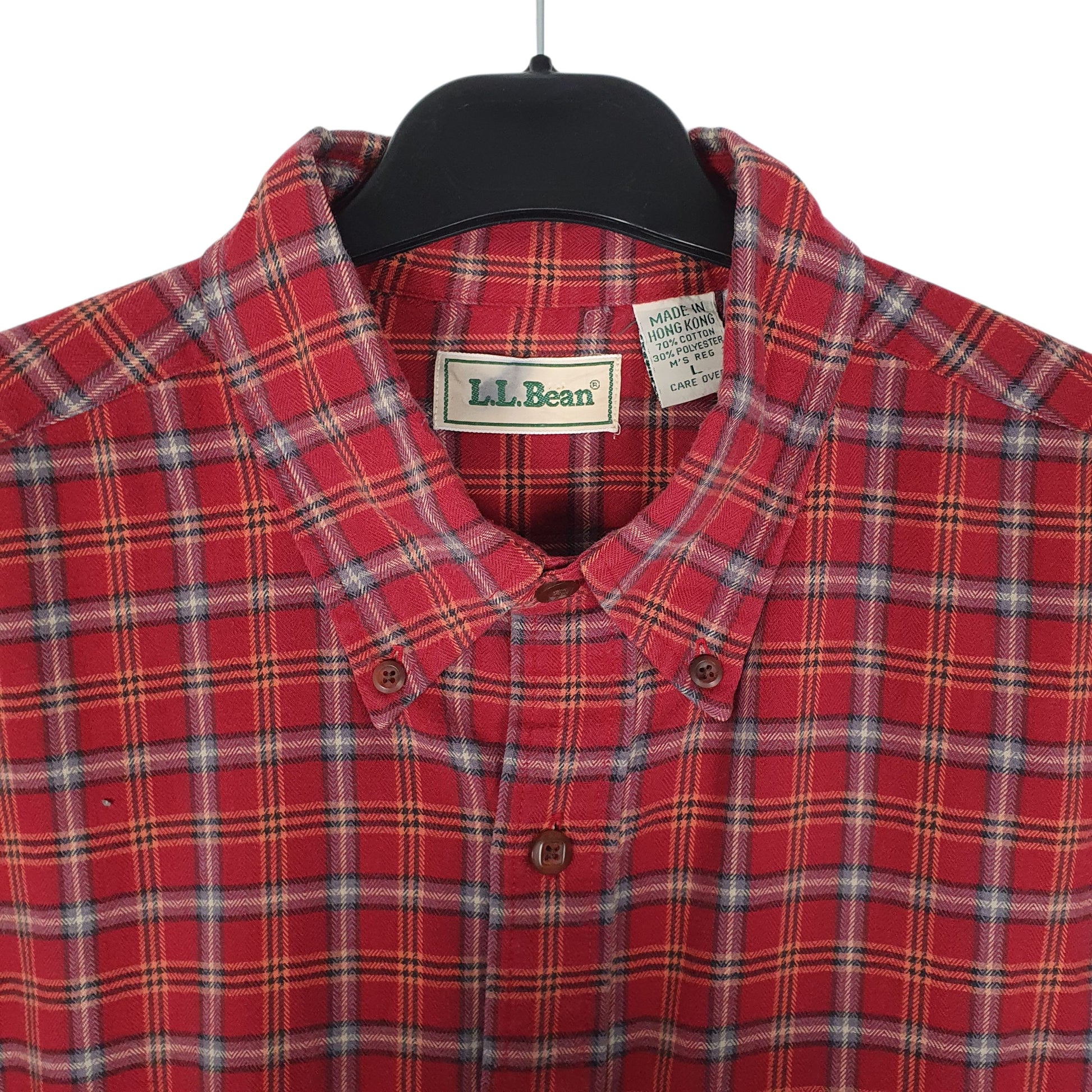 Mens Red L.L.Bean Vintage 90s Plaid  Shirt