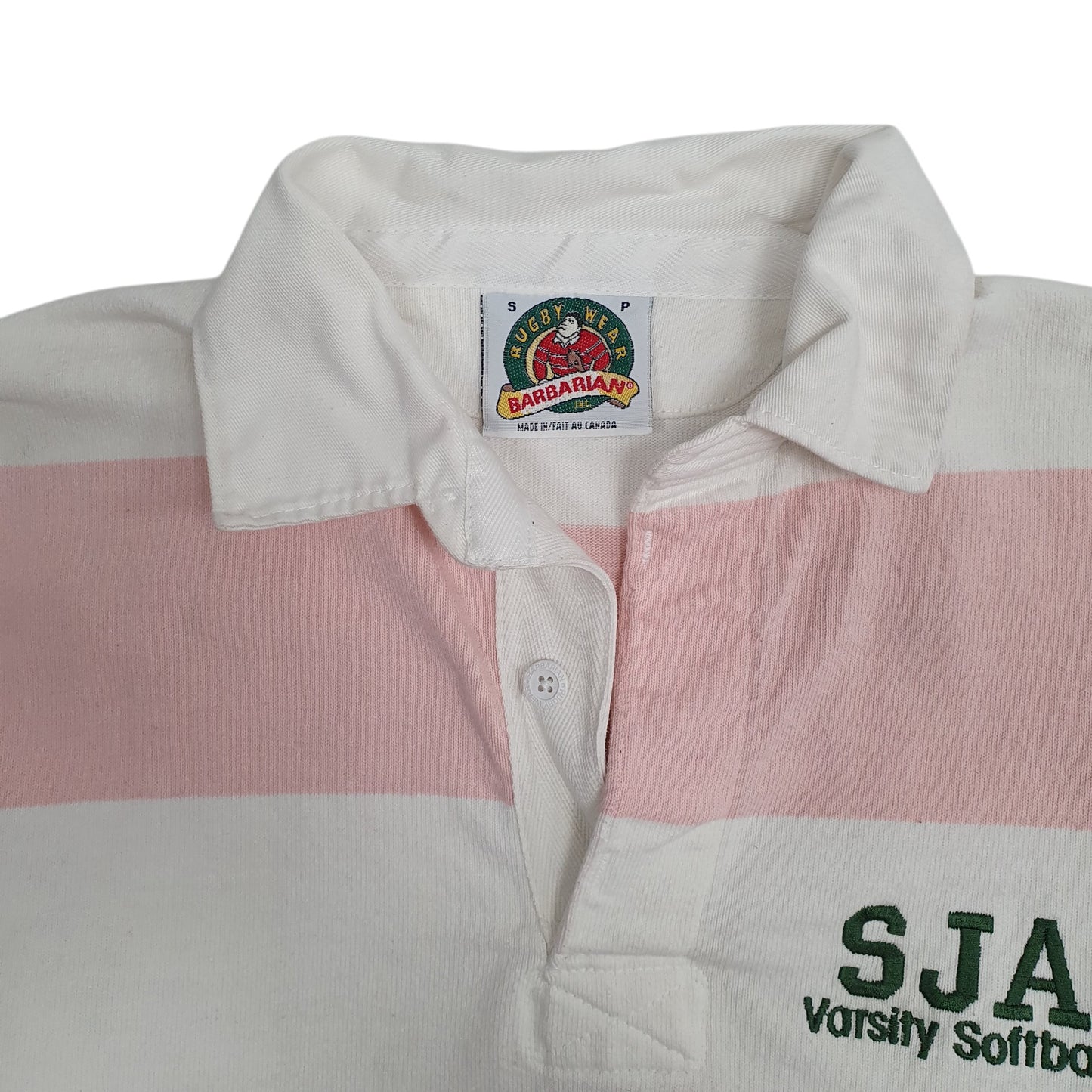 Mens Pink Barbarian Rugby Softball Hoodie Polo Shirt