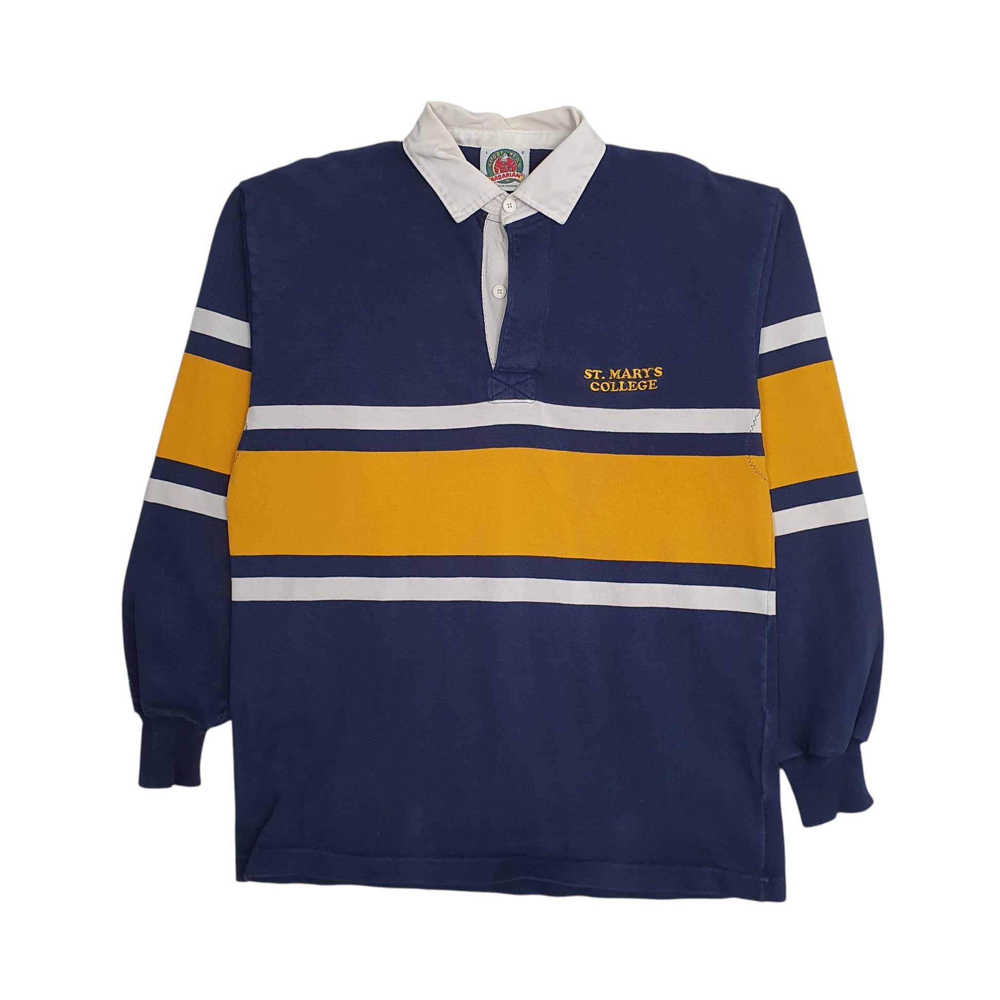 Mens Navy Barbarian Rugby St Mary's College Long Sleeve Polo Shirt
