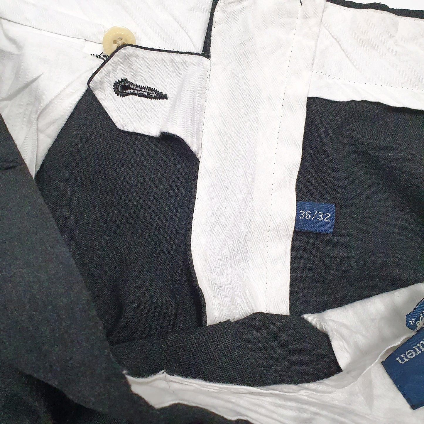 Mens Black Polo Ralph Lauren Double Pleated Vintage 90s  Trousers