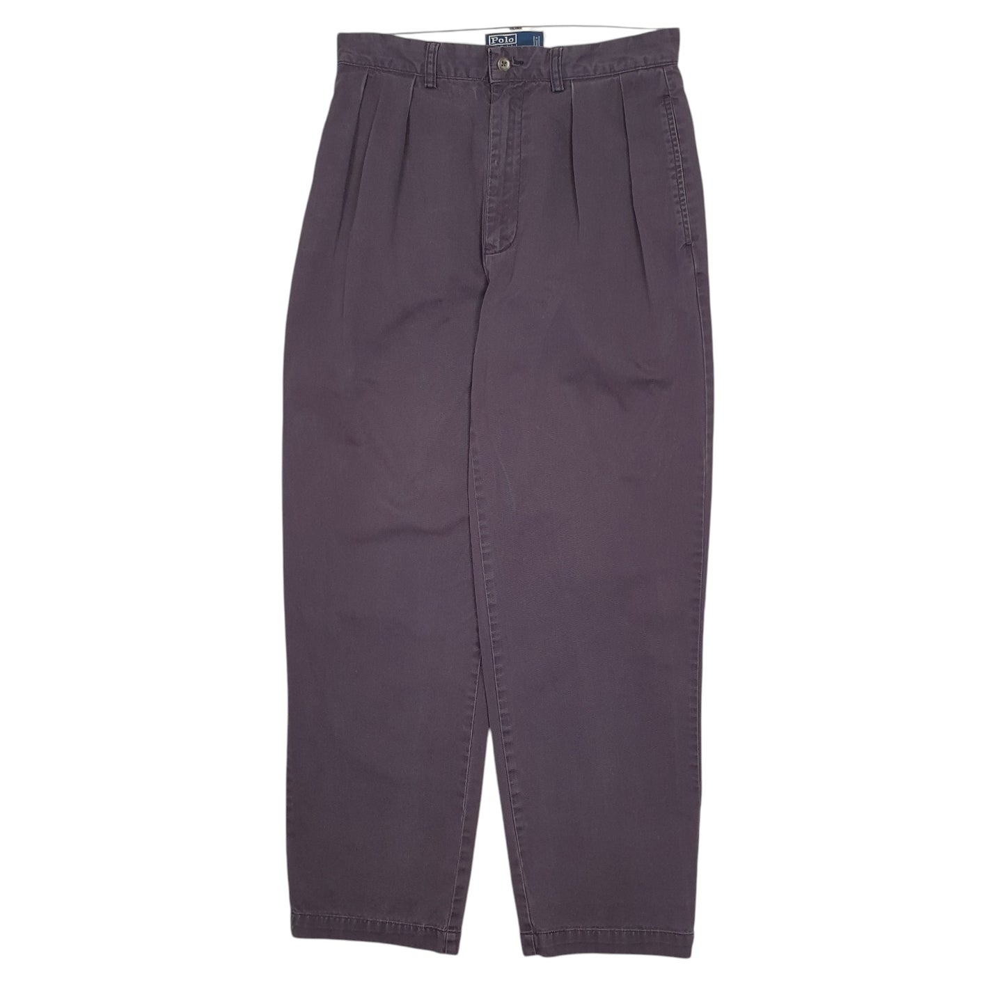 Mens Navy Polo Ralph Lauren Andrew Pleated Vintage 90s Chino Trousers