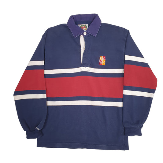 Mens Navy Barbarian  Long Sleeve Polo Shirt