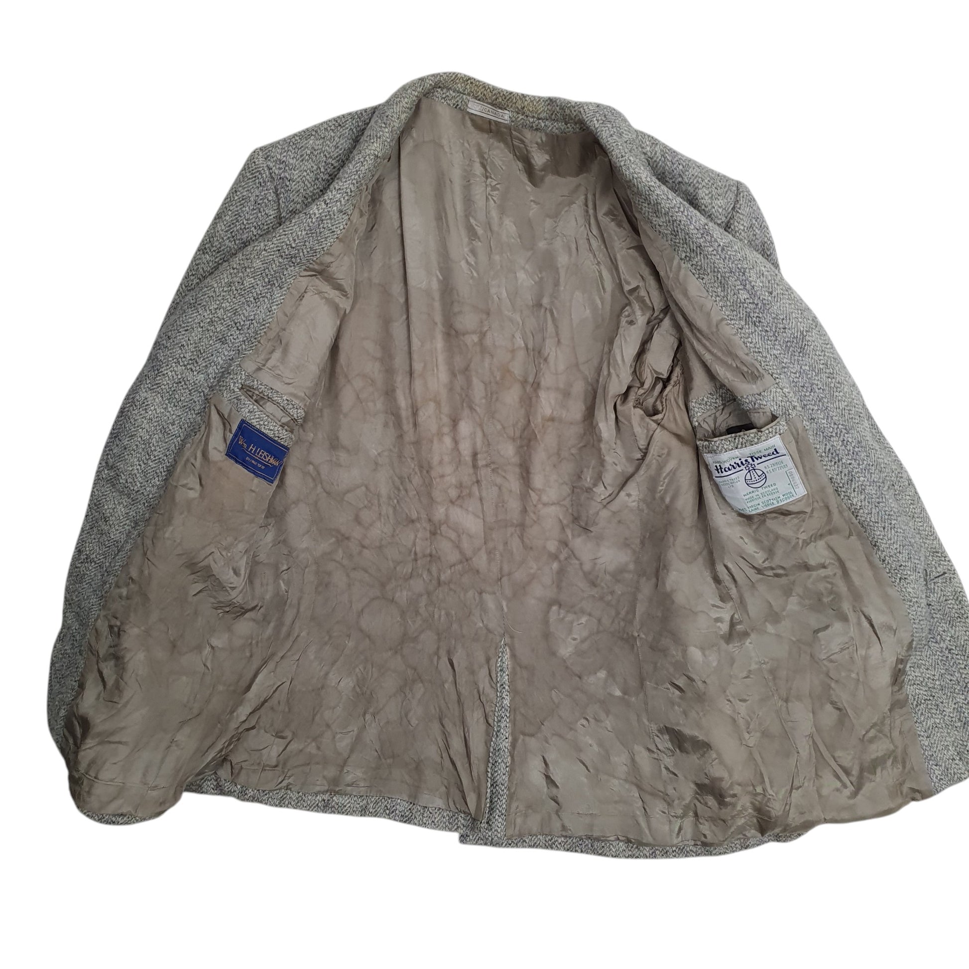 Mens Grey Wm. H. Leishman Harris Twead Herringbone  Coat