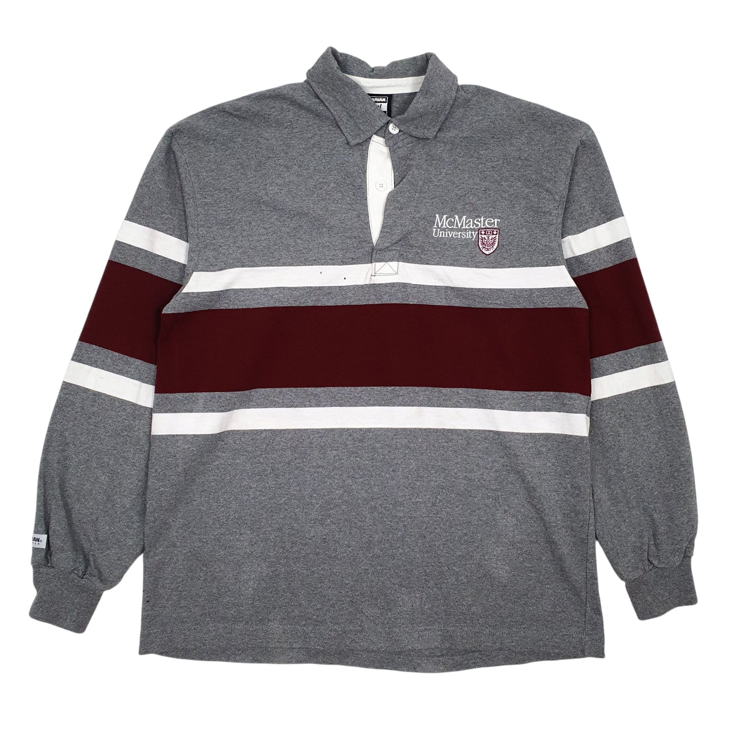 Mens Grey Barbarian Rugby Lightweight Long Sleeve Polo Shirt