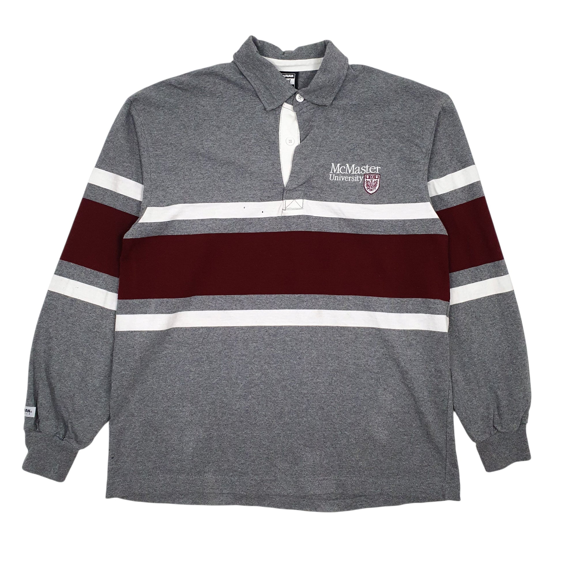 Mens Grey Barbarian Rugby Lightweight Long Sleeve Polo Shirt